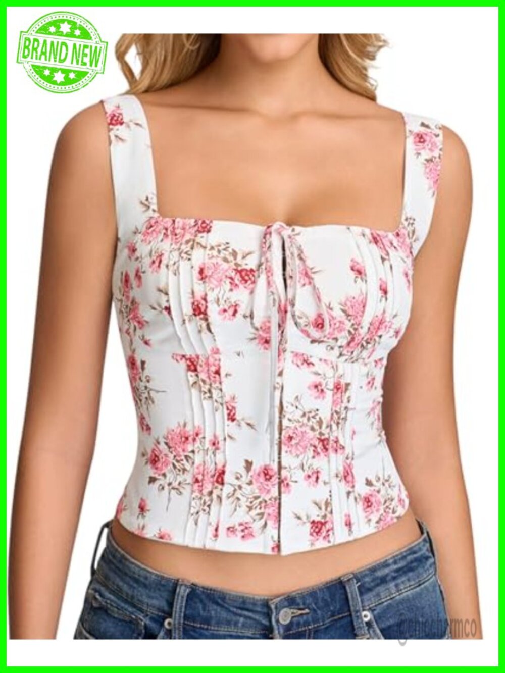 Floral Corset Top Tie Bustier Y2k Lace Up Crop Top Women